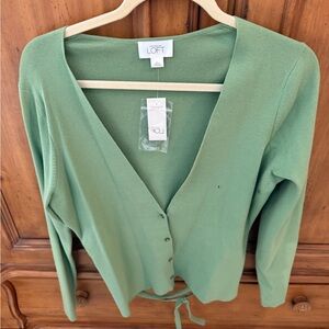 LOFT Sage Green V-Neck Cardigan